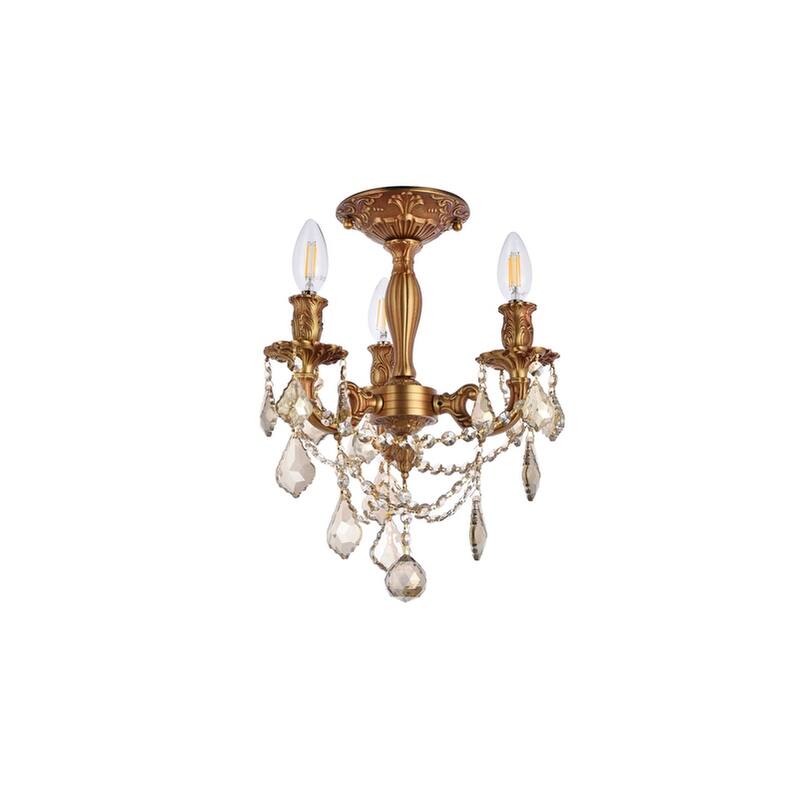 Somette Lugano 3-light Royal Cut Crystal and French Gold Flush Mount