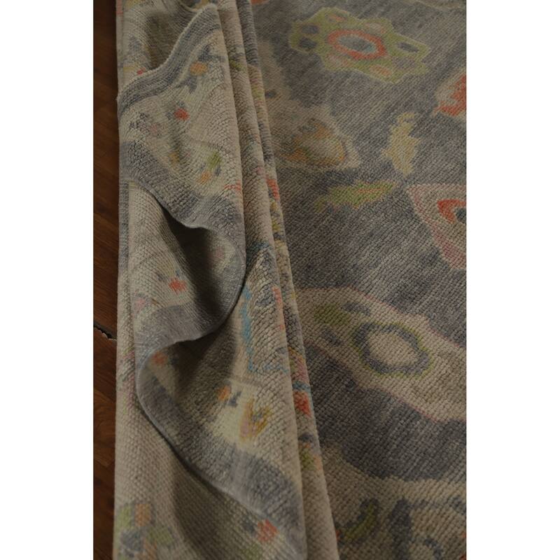 Hand Knotted Oriental 100% Wool Carpet Transitional All-Over Greys & Charcoal Oushak Area Rug - 12' 11'' X 9' 0''