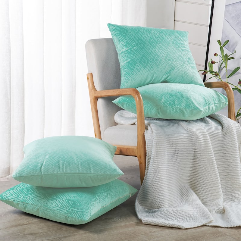 Tonopah Ikat Velvet Throw Pillow Cover Set, NO INSERT - 20" x 20" - North Sea