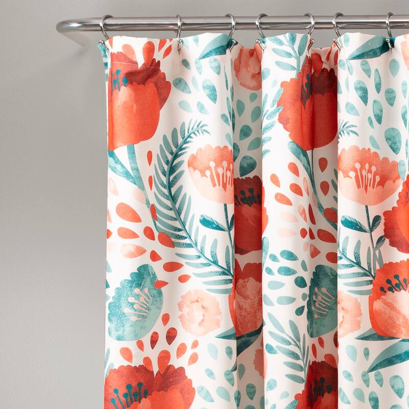 Porch & Den Egger Poppy Pattern Shower Curtain
