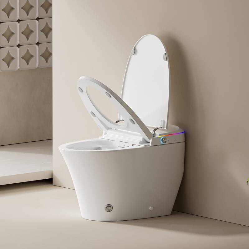 Zarautz Elongated Smart Bidet Toilet Combo with Clean Foam Shield Splash Proof, Heated Seat, Dryer & Foot/Remote Flush