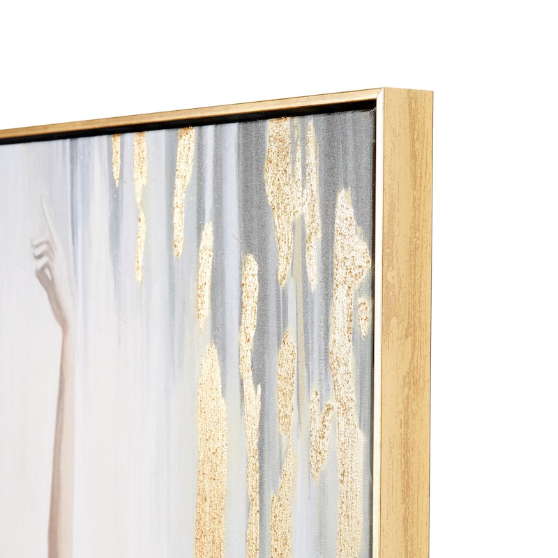 Canvas Dancer Ballet Living Room Framed Wall Art with Black and Gold Foil Accents - Gold - Roche River Decor