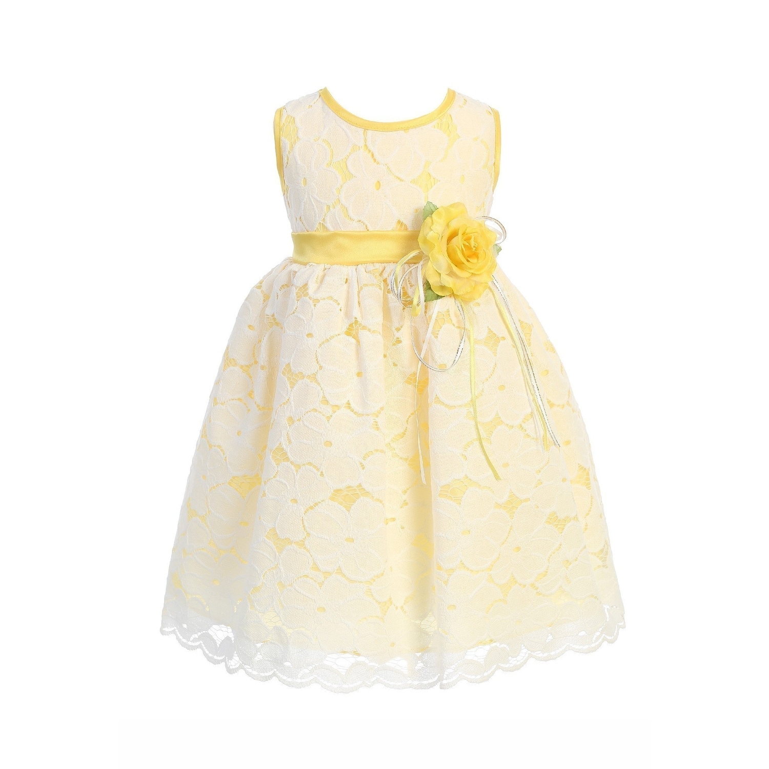 yellow lace flower girl dresses