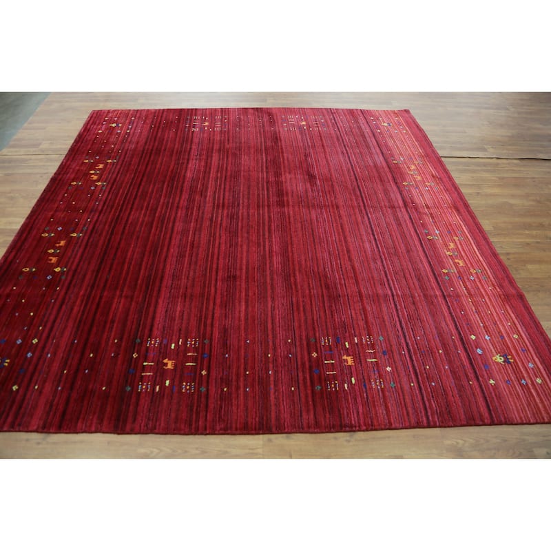 Hand Knotted Oriental 100% Wool Carpet Tribal Tribal Pink Gabbeh Area Rug - 7' 9'' X 7' 9''