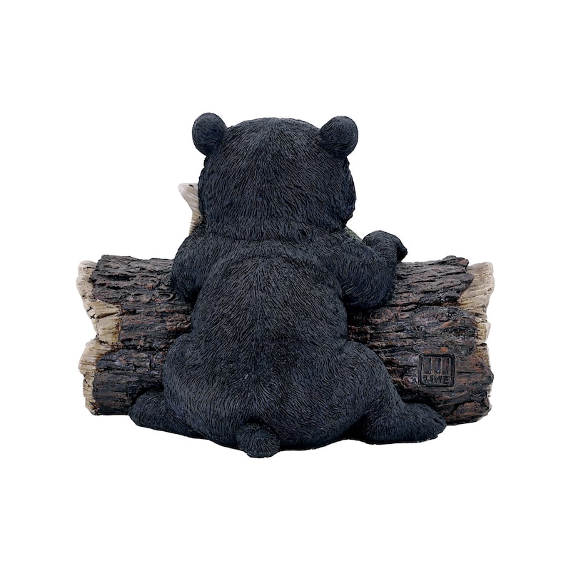 Bear with Gone Fishing Sign Outdoor Garden Statue - 12.25"