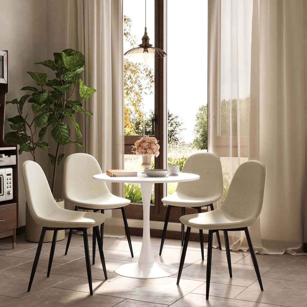 Homy Casa 5-Piece Modern Dining Set with Round Pedestal Table and 4 Upholstered Side Chairs