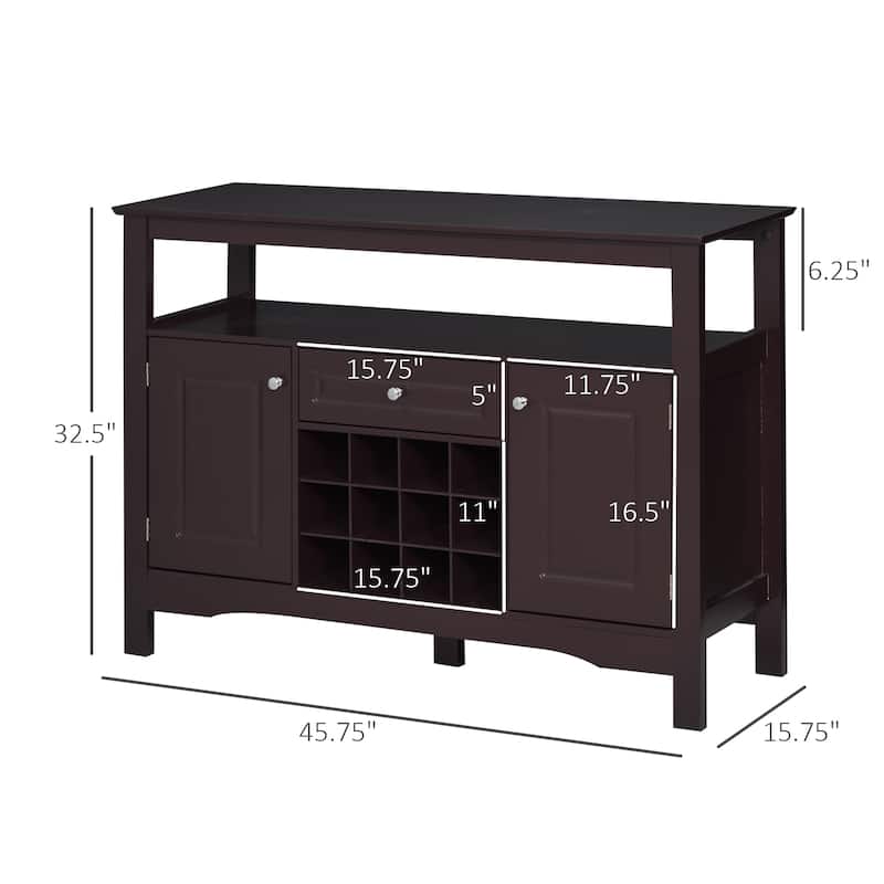 Multifunctional Sideboard Coffee Bar Buffet Cabinet with 12-Bottle Wine Rack & Adjustable Shelves
