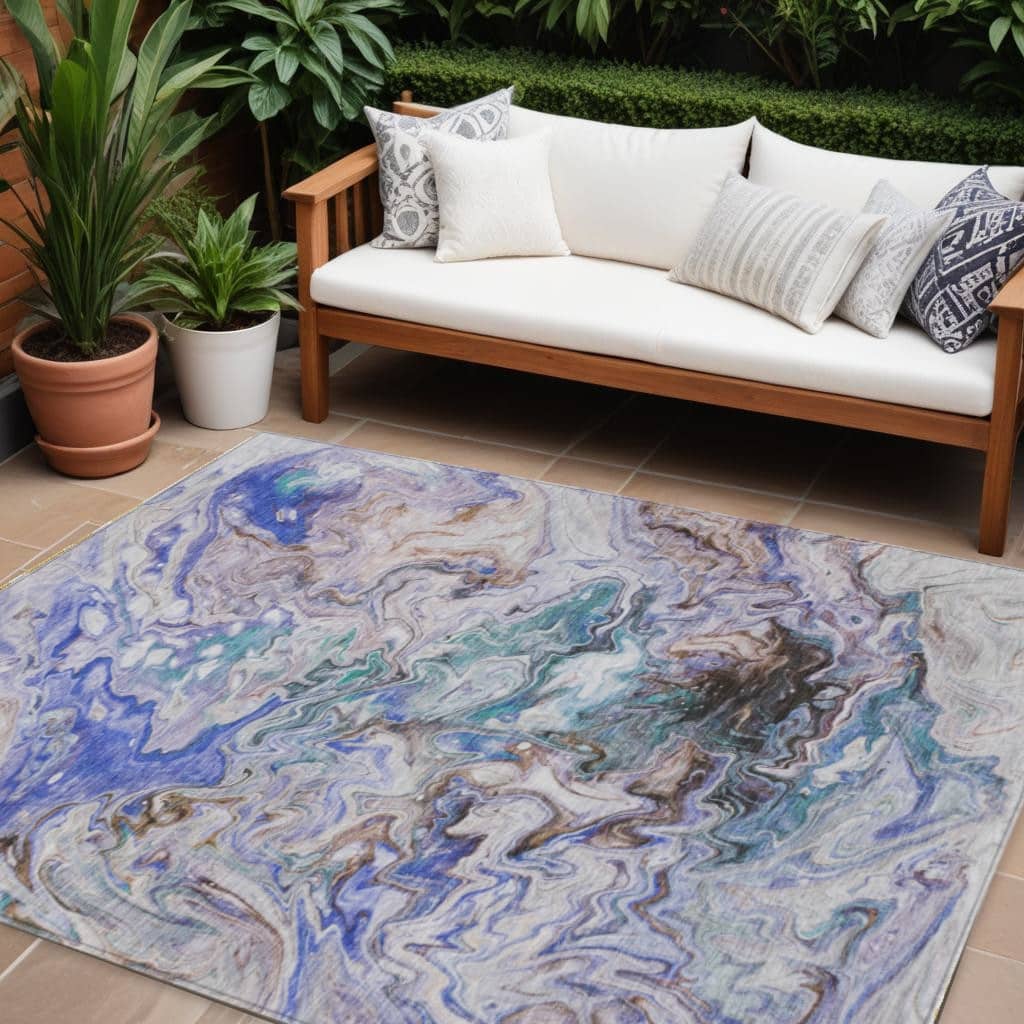 HomeRoots Abstract Transitional Rectangle Outdoor Rug