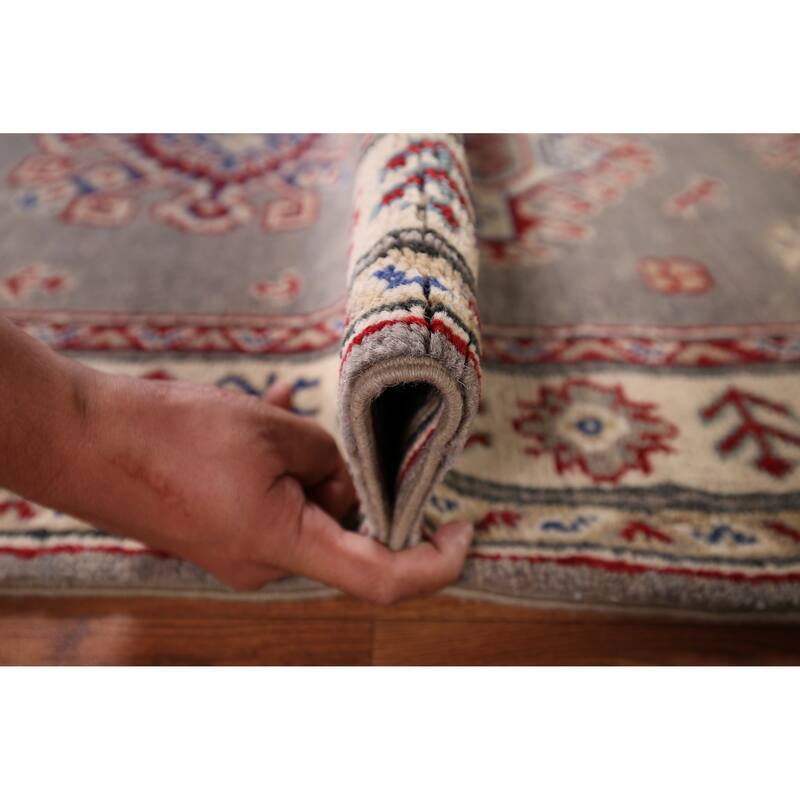 Geometric Kazak Runner Rug Handmade Hallway Wool Carpet - 2'8" x 19'5"