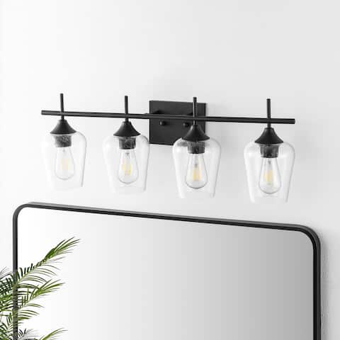 GetLedel 4-Light Dimmable Vanity Light With Seeded Glass Shades