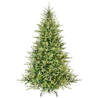 Puleo International 7.5 ft. Pre-Lit Miracle Shape Alberta Spruce Artificial Christmas Tree