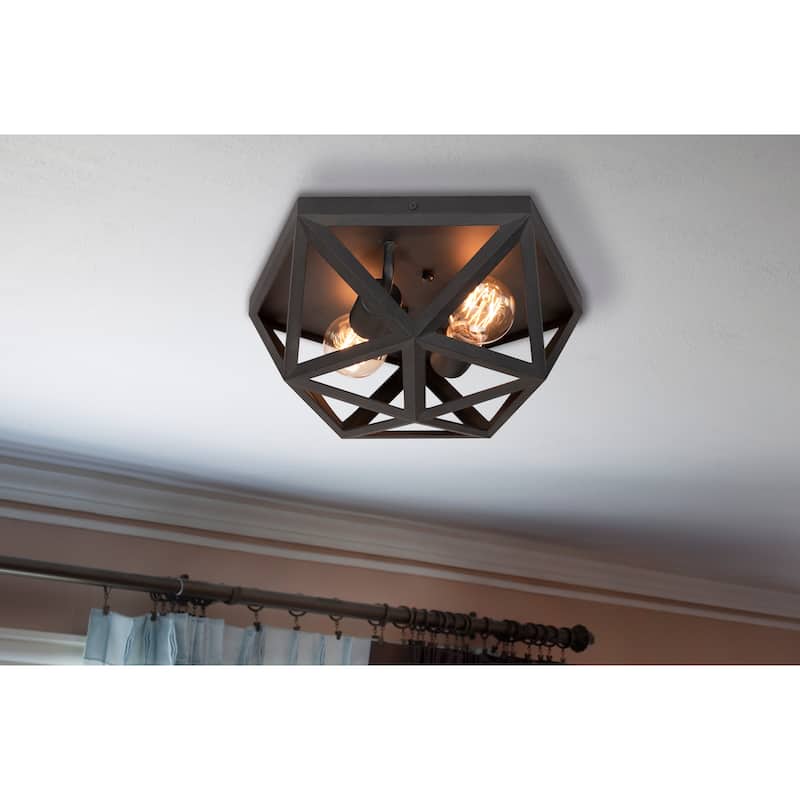 AFX Kai 2-Light Black Flush Mount - Black