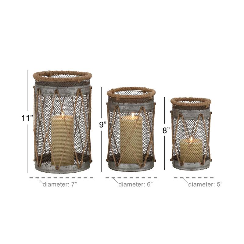 Silver Metal Decorative Indoor Outdoor Candle Lantern (Set of 3)