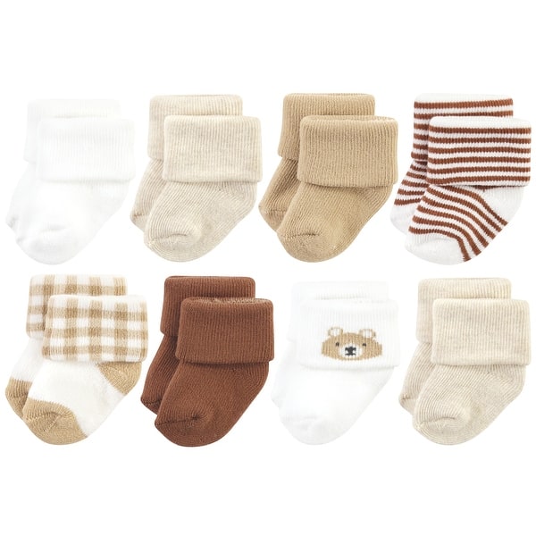 slide 1 of 1, Hudson Baby Infant Boy Cotton Rich Newborn and Terry Socks, Teddy Bear 6-12 Months - Teddy Bear