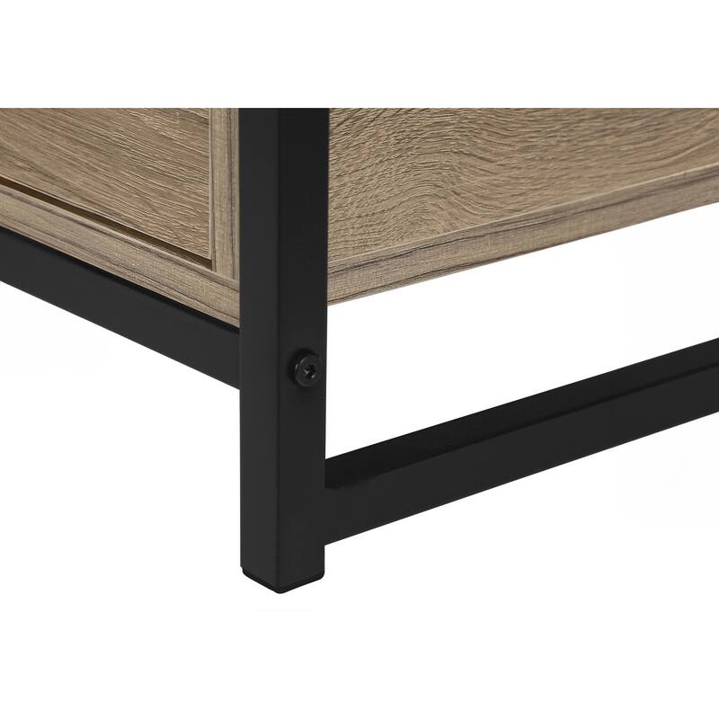 Modern 48-Inch TV Stand with Storage Drawers, Black Laminate & Metal Frame for Contemporary Home Decor
