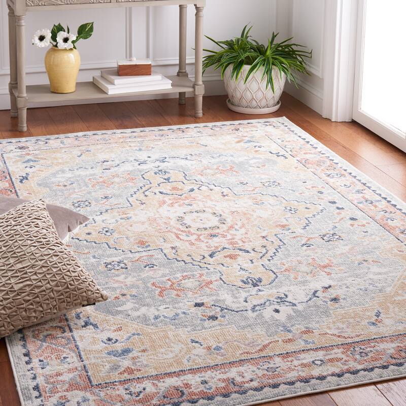 SAFAVIEH Bayside Machine Washable Sabatina Shabby Chic Rug - 9' x 12' - Sage/Gold