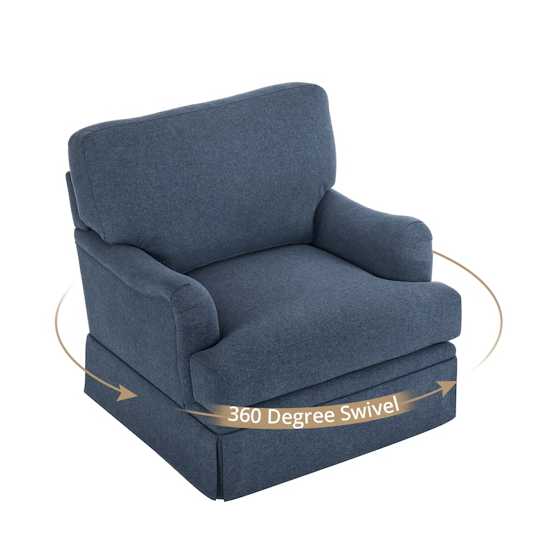 LUE BONA Swivel Fabric Single Sofa with a Removable Storage Ottoman, Living Room Accent Chair Set with Ottoman
