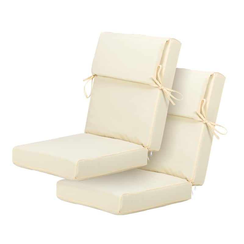 Aoodor Patio High Back Chair Cushions Set of 2 - Cream Yellow
