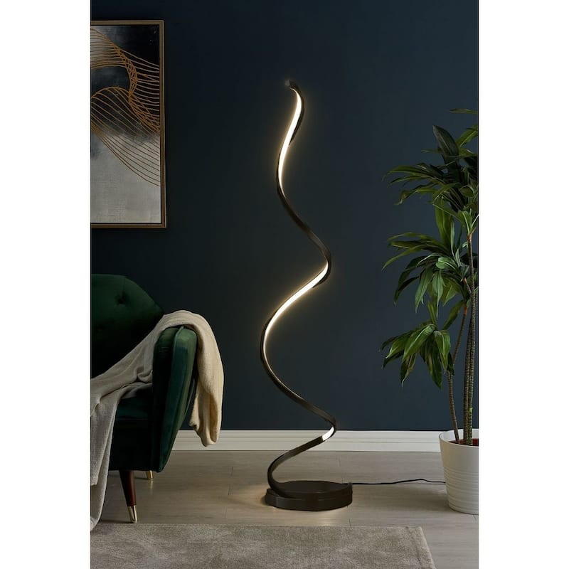 Modern Spiral Dimmable Integrated LED Floor Lamp - N/A - Black