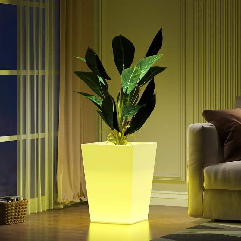 Mixoy Changing Colors LED Lighting Flower Pot,Rechargeable Light Up Cordless Outdoor Furniture for Party,Ambiance LED Furniture