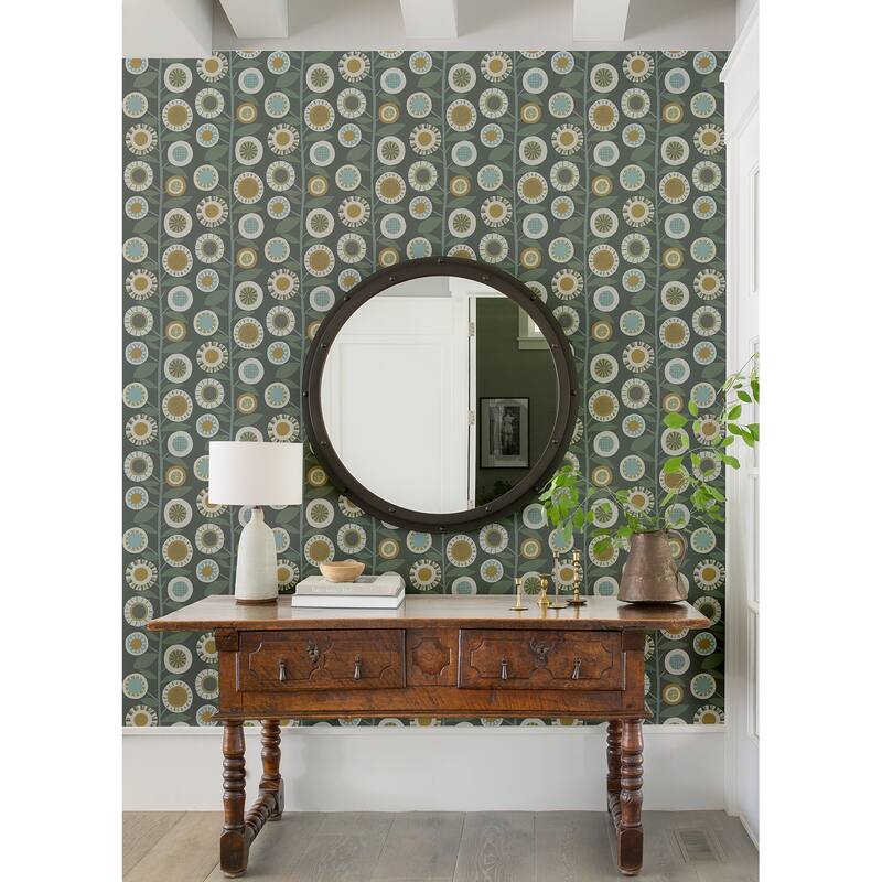 A-Street Prints Sisu Grey Floral Geometric Wallpaper