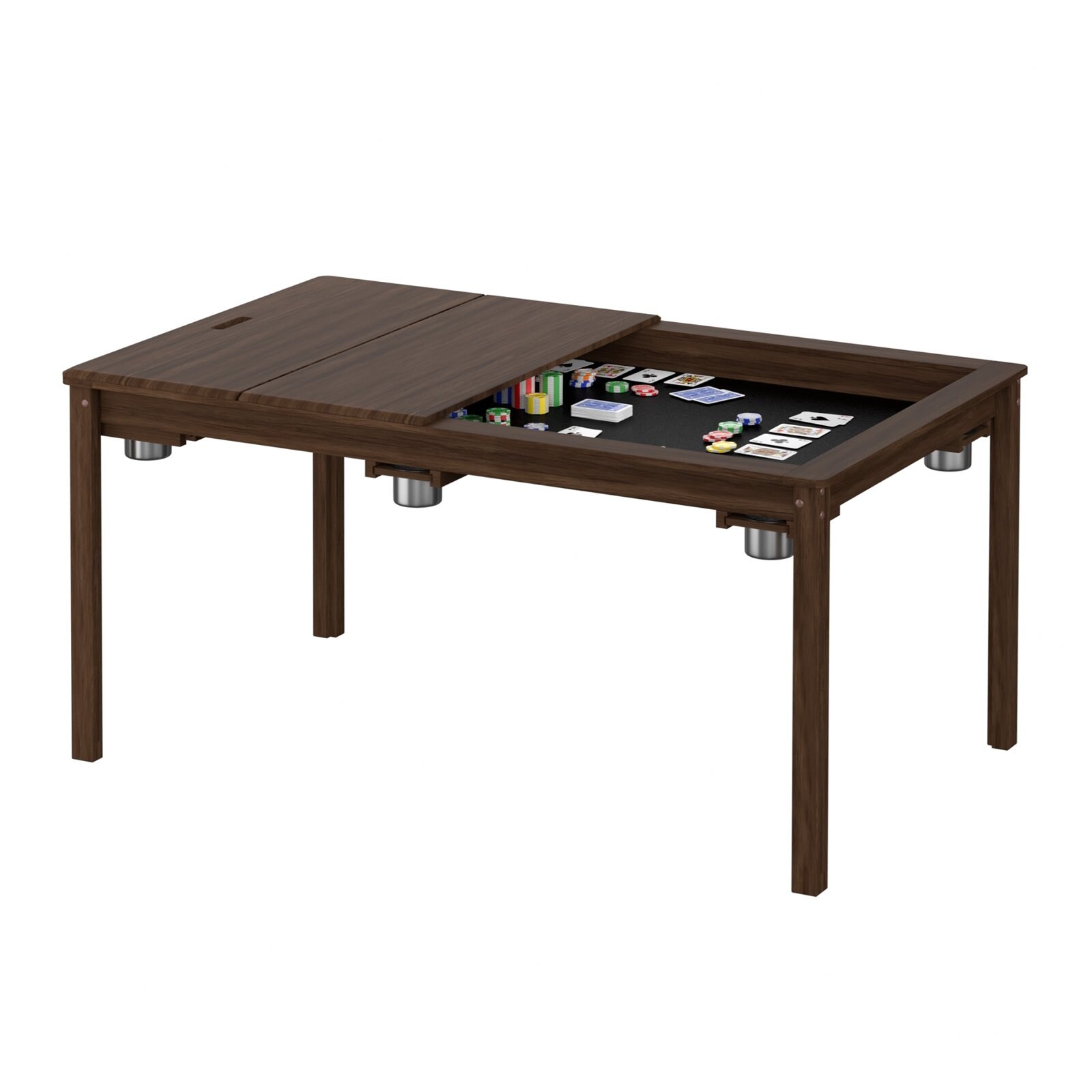 VEIKOUS Multifunctional Wood Gaming & Dining Table with Cup