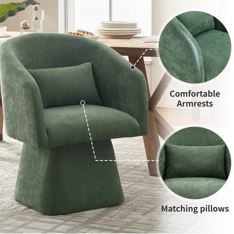 360° Swivel Barrel Fabric Upholstered dining chair with Pillow