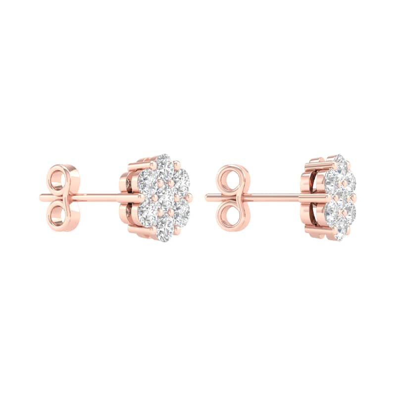 De Couer 1/5ct-2ct TDW Diamond Cluster Stud Earrings in 10k Rose Gold for Women
