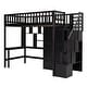 preview thumbnail 21 of 37, Twin Size Loft Bed with Storage Stairs, Desk and Wardrobe， Combination Wood Children's Bed Frame with Bookshelf, Drawers