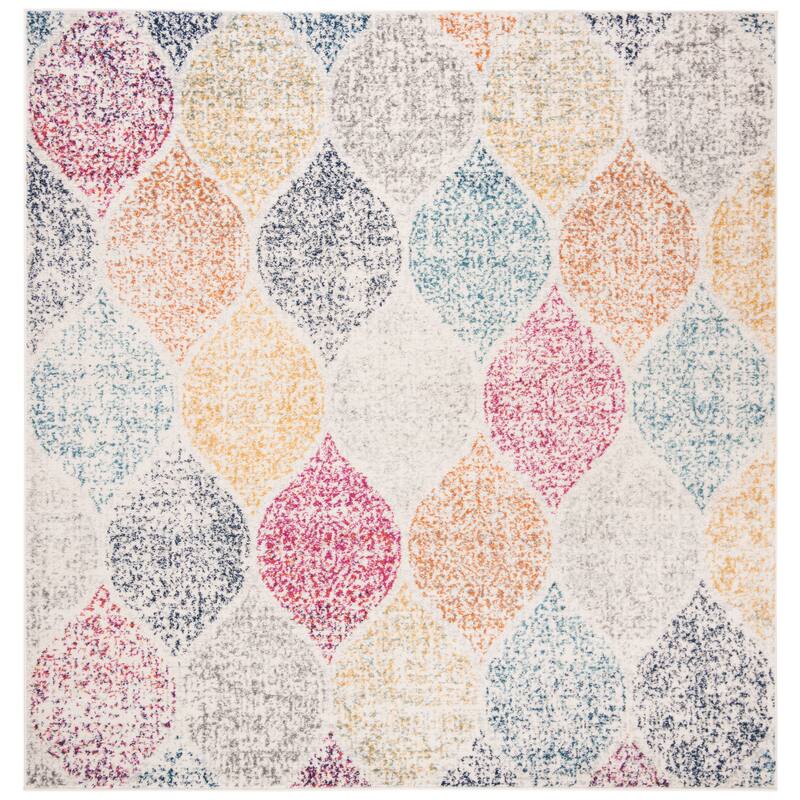 SAFAVIEH Madison Stella Boho Chic Ogee Trellis Rug - 6'7" x 6'7" Square - Cream/Yellow