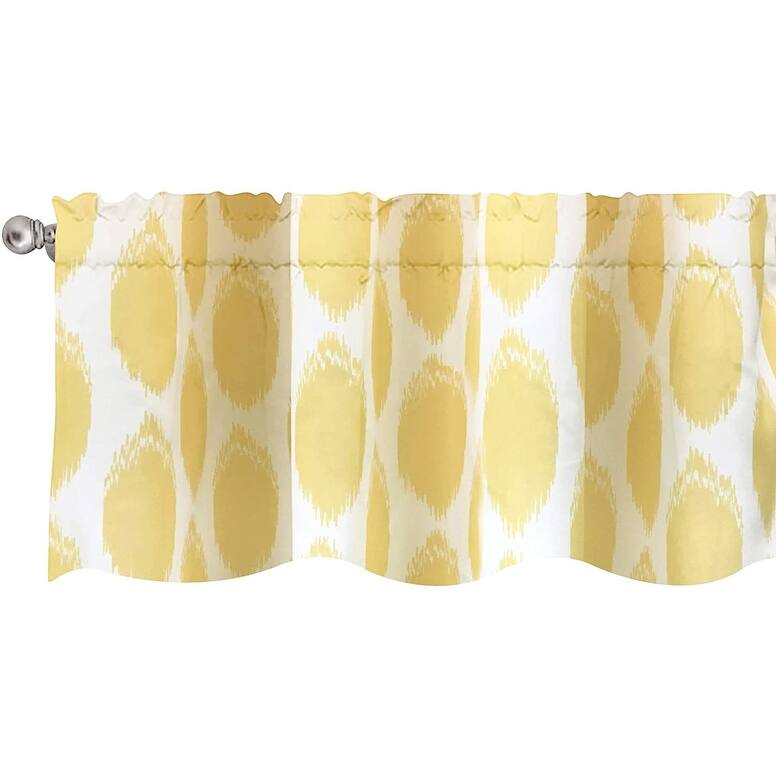 DriftAway Allen Circle Ikat Polka Dot Window Valance - 52"wx14"l - Yellow
