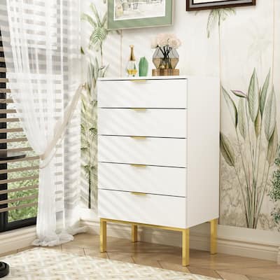 FUFU&GAGA 5Drawer Utility Storage Chest Drawer Organizer Cabinet Table