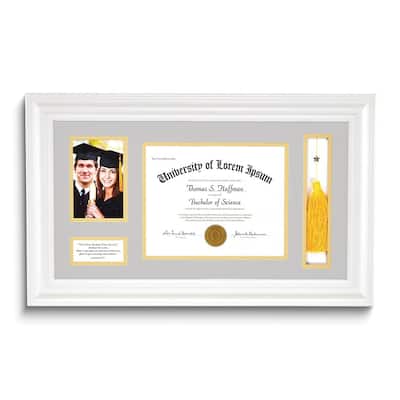 Curata Graduation 4x6 Photo Diploma and Tassel White Frame with Verse Jeremiah 29