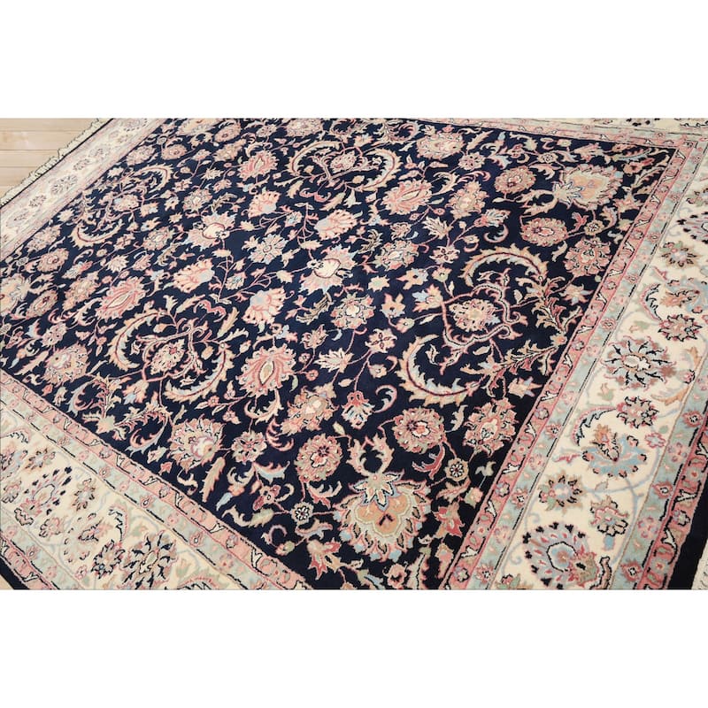 8'1''x10'2'' Hand Knotted Wool Midnight Blue Taabriz Traditional Are Rug - 8' 1'' x 10' 2''