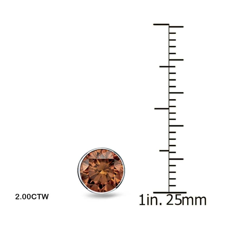 Auriya 14k Gold 1/2ct to 2ctw Brown Diamond Stud Earrings Bezel-set (SI1-SI2) - 2