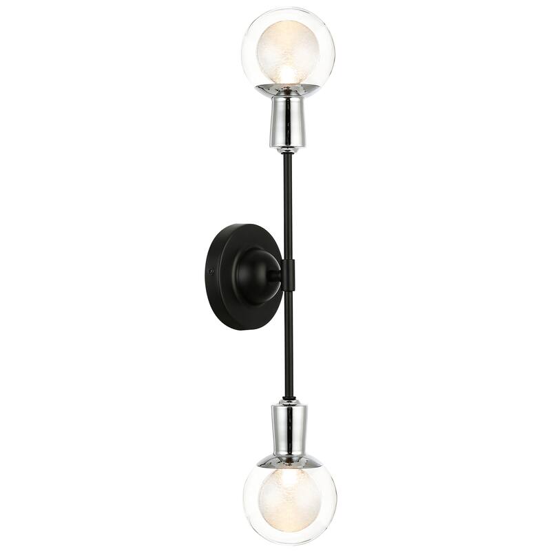 Light Society Cellini 2-Light Wall Sconce - Black/Clear - Black/Clear