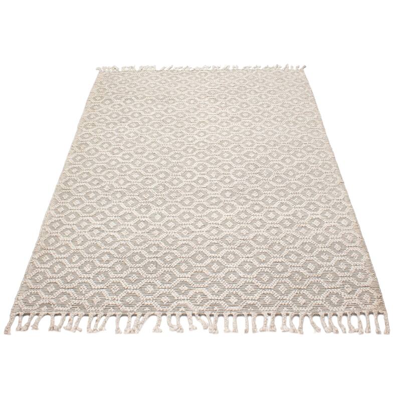 ECARPETGALLERY Braid weave Sienna Grey Wool Rug - 6'6 x 9'5