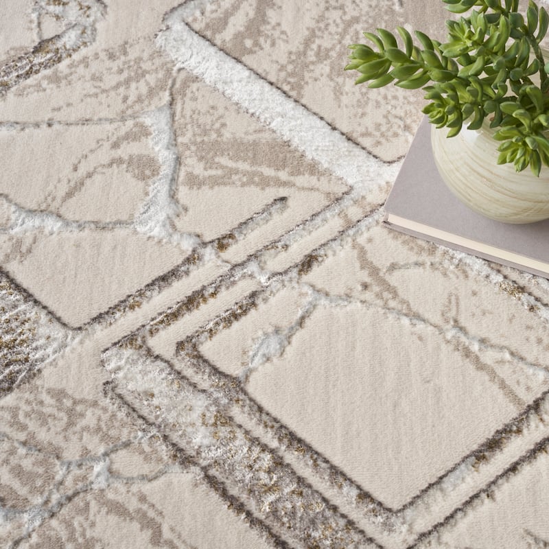 Nourison Glam Indoor Grey Geometric Area Rug
