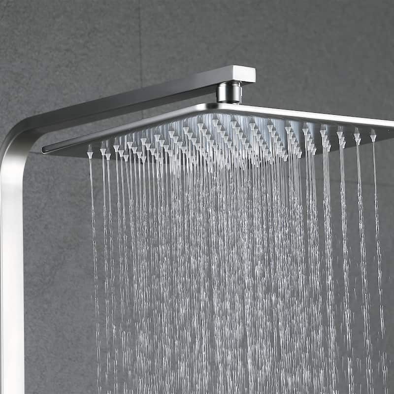 Exposed Wall-Mounted Shower System with tub spout and rough-in Valve