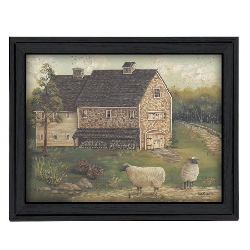 TrendyDecor4U Traditional "Stone Barn" Framed Print Wall Art by Pam Britton