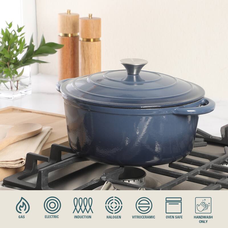 Gibson Home Enameled Cast Iron Dutch Oven Pot with Lid