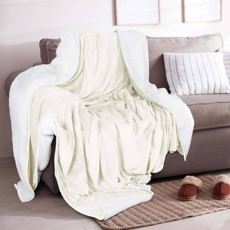 Linery & Co. Velvet Plush Reversible Sherpa Bed Blanket