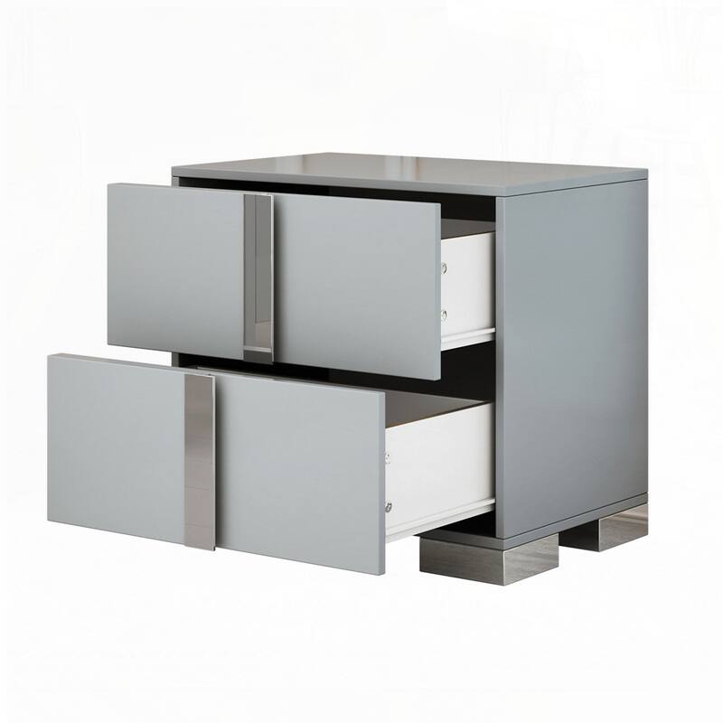 Elegant Nightstand with Metal Handle