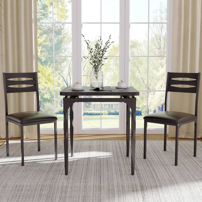 3-Piece Dining Set with Spiral Leg Table & 2 Chairs, Compact Table for Kitchen or Small Apartment Dining Area
