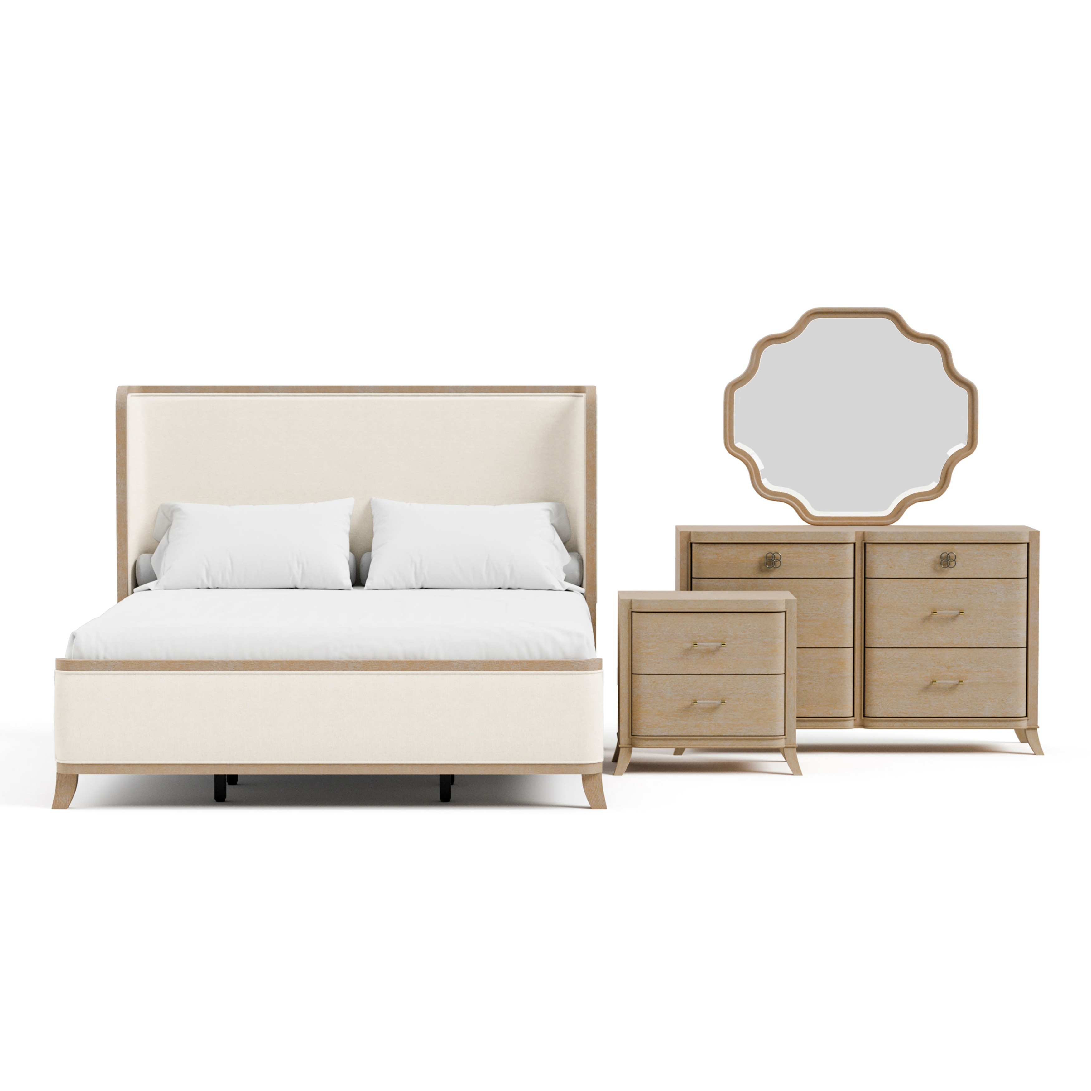 Furniture of America Kian Modern 4-Piece Natural Oak Solid Wood
