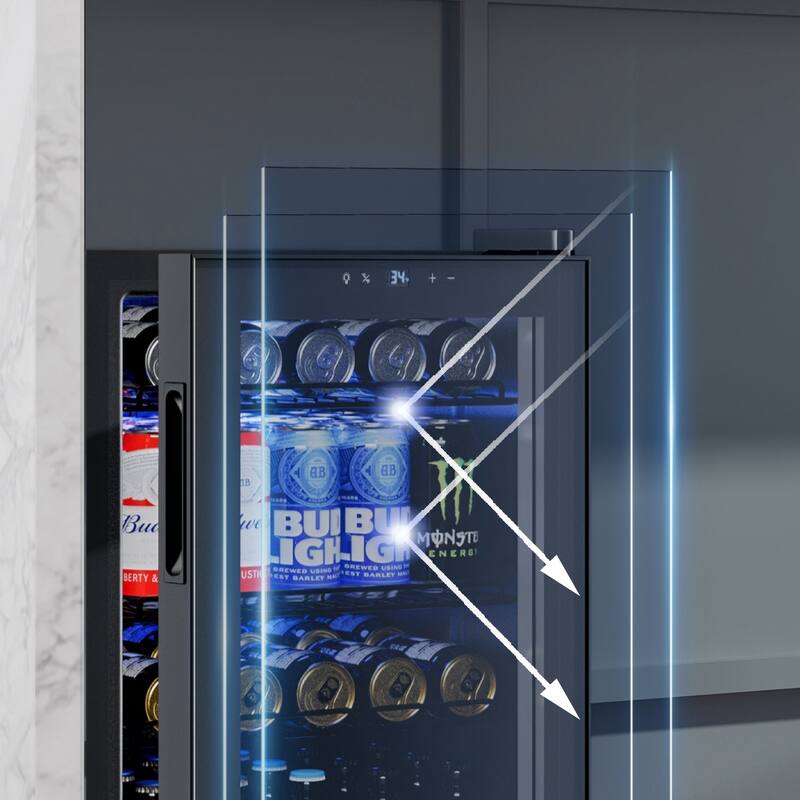 Yeego 2.2 Cu.Ft Beverage Refrigerator, Glass Door Mini Fridge with LED Light, Quiet Cooling, Adjustable Shelves