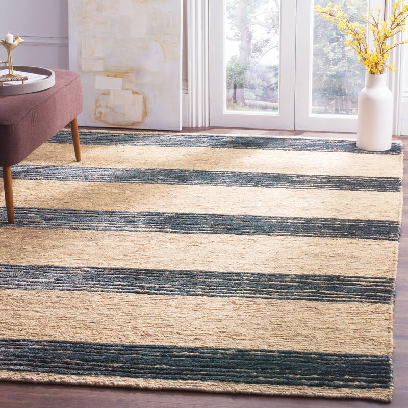 SAFAVIEH Hand-knotted Bohemian Sultanka Boho Jute Rug - 8' x 10' - Natural/Blue