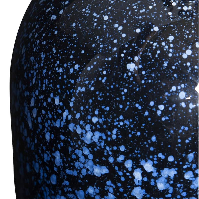Art Glass Base Table Lamp with White Drum Shade - 31'' - Blue