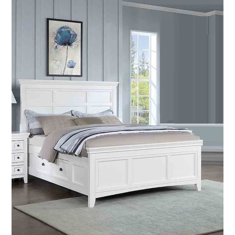 Modern 1Pc White Finish Storage Bed