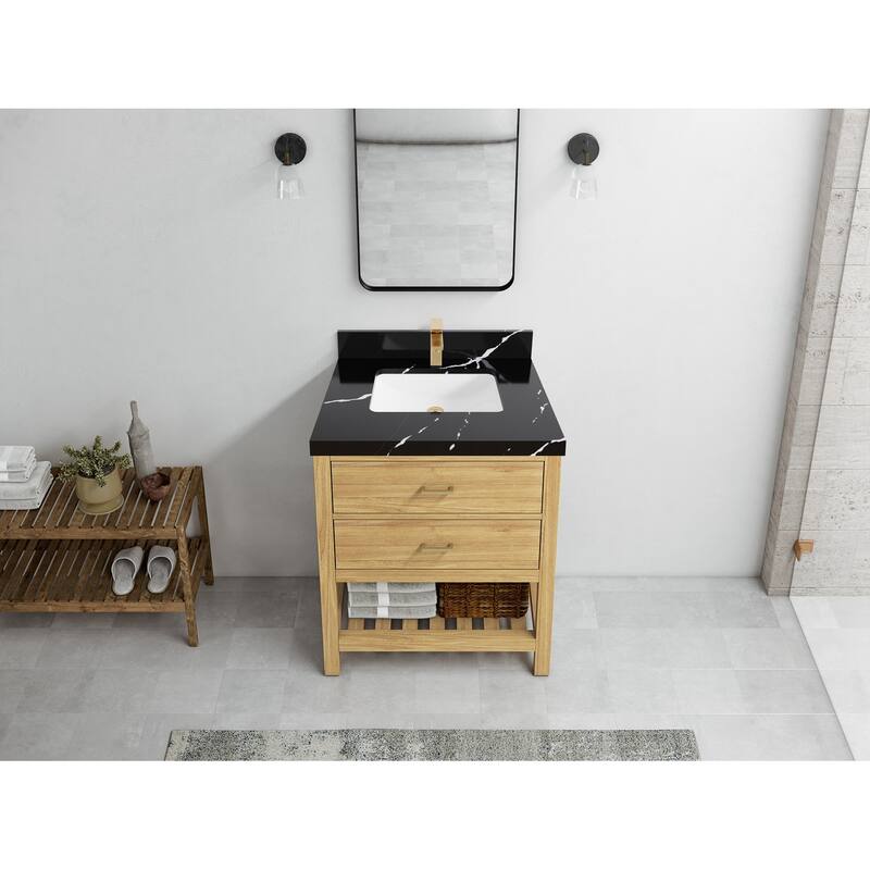 Willow Collections 30 in. W x 22 in. D Parker Solid Teak Single Sink Bathroom Vanity with Countertop